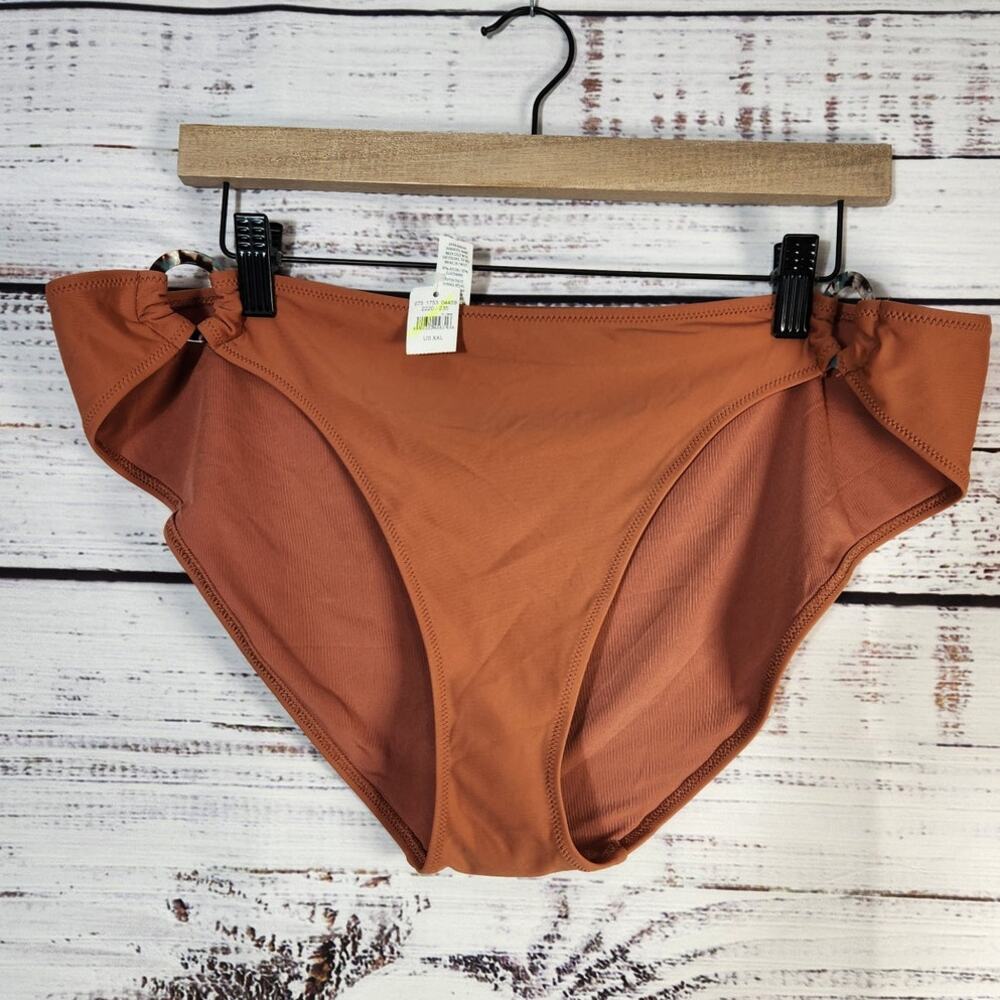 Aerie full coverage swim bottoms in burnt orange with rings on sides